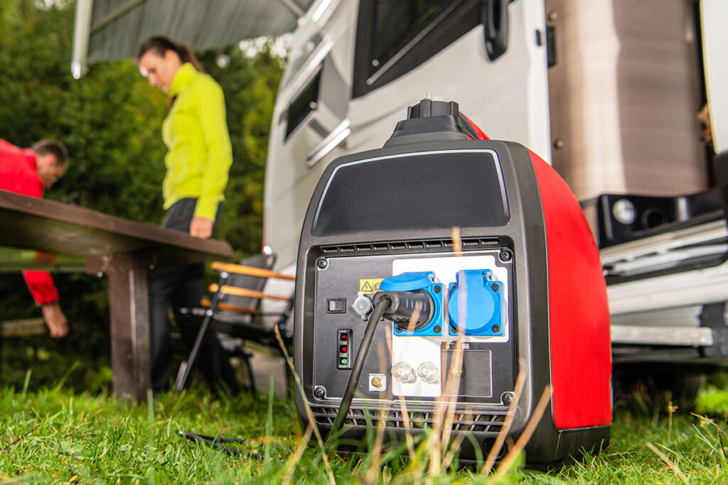 Man bedient omvormer generator voor camper