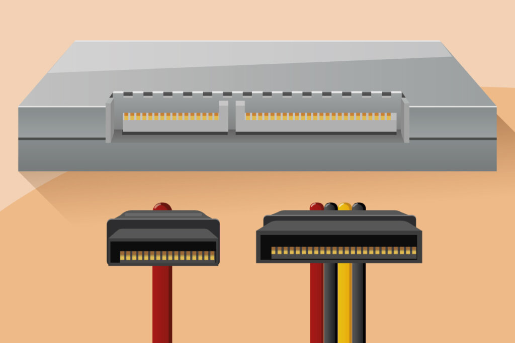 sata voeding en data aansluiting